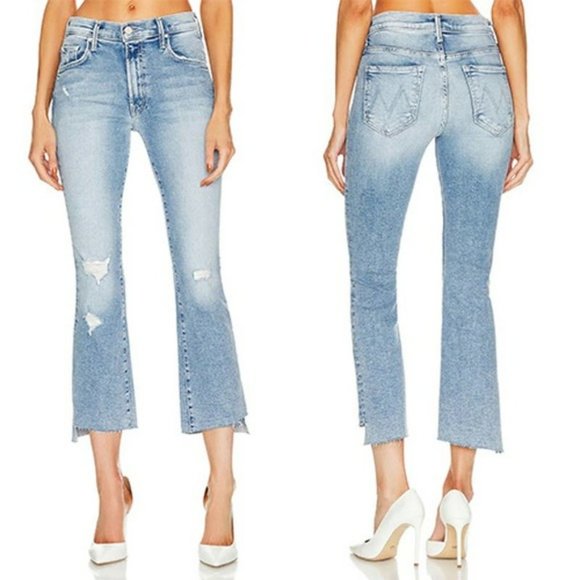 MOTHER Denim - Mother Insider Crop step Fray Distressed Denim Jeans Women's Blue Size: 23 NWT